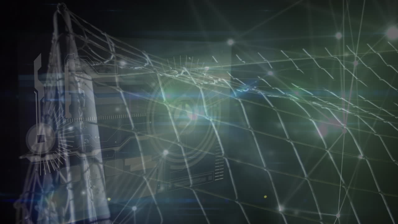 회색 배경 위의 연결 네트워크의 애니메이션