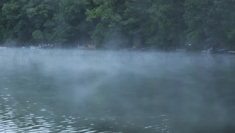 mist on lake petonia near greene, new york