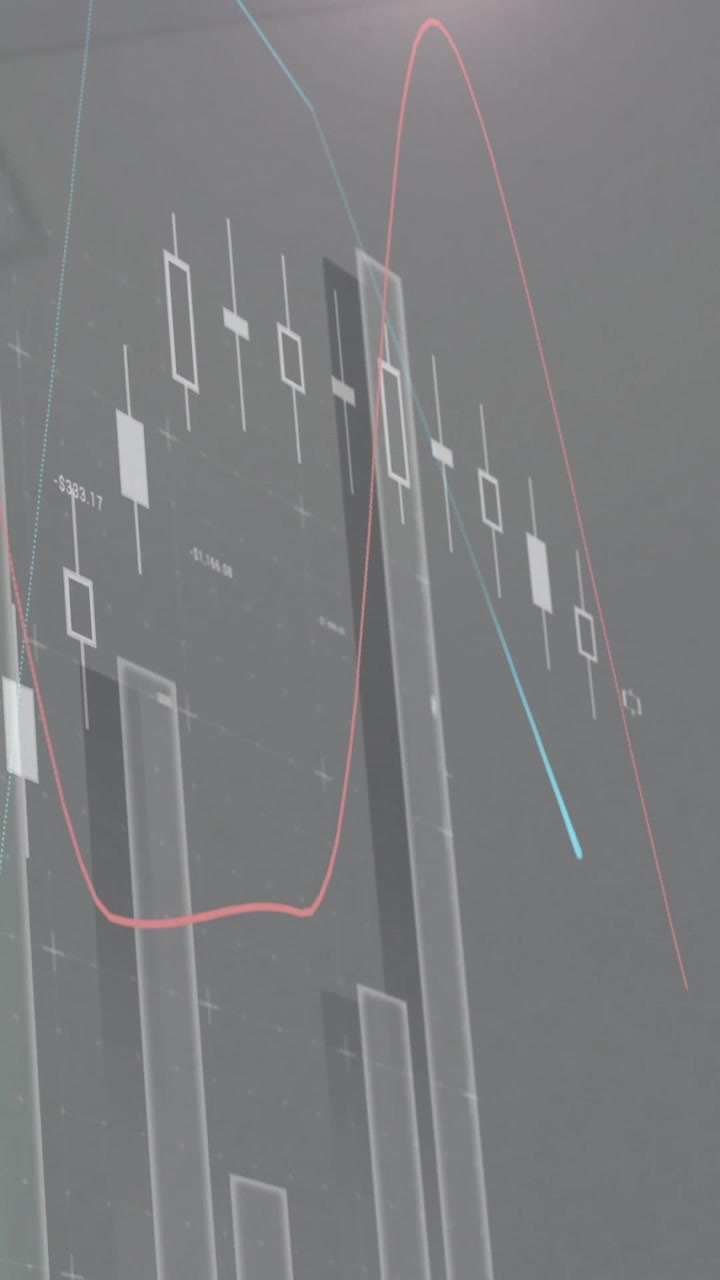 Vertical video: Camera panning across trading chart, revealing lines crossing and indicating trend