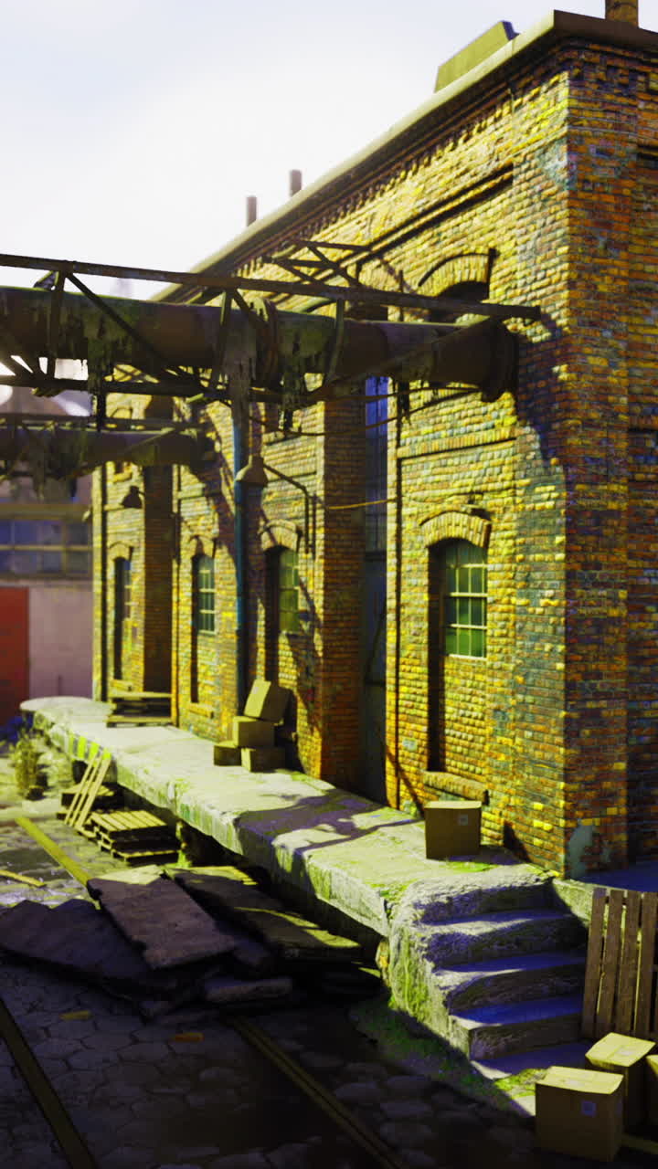 Their bricks worn and golden in sunlight overgrown plants reclaim the space