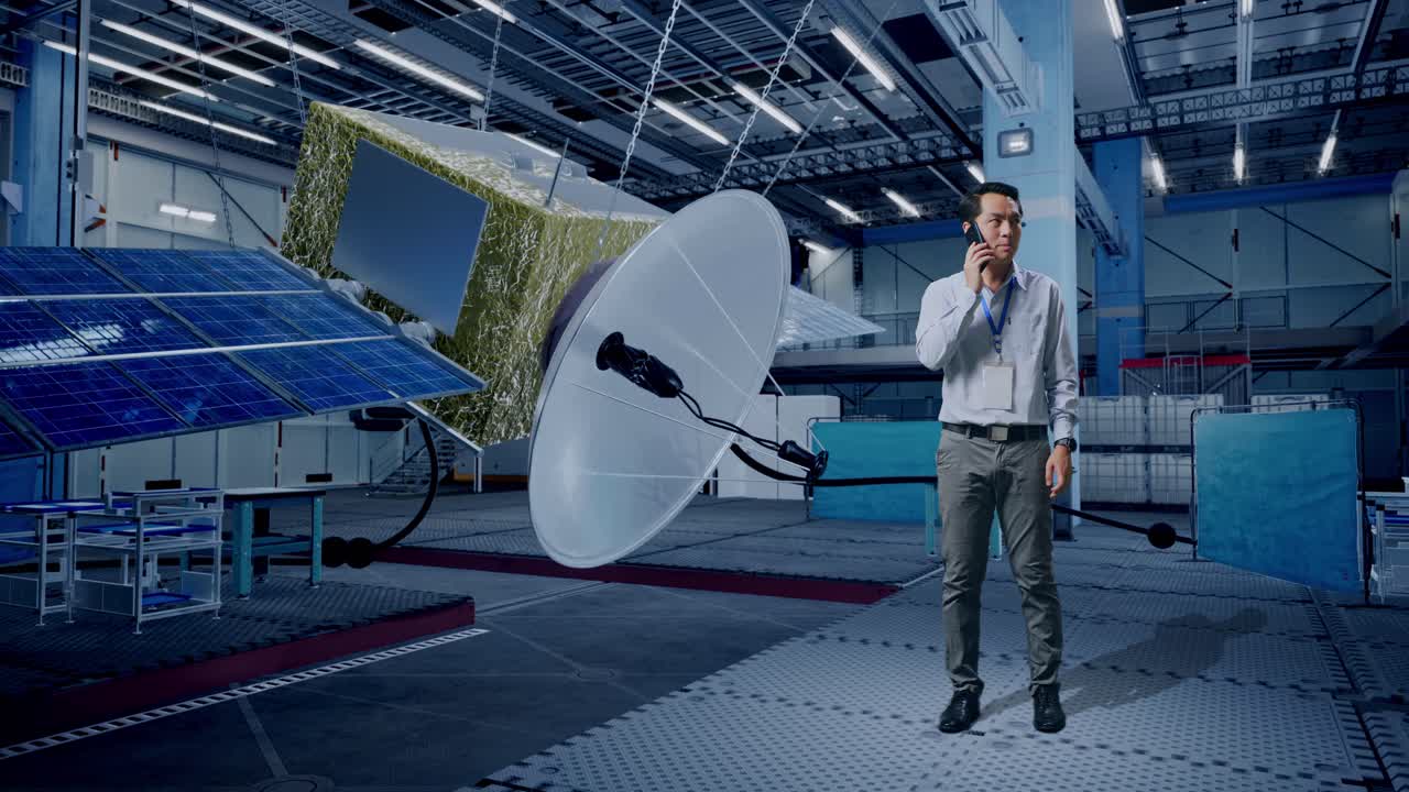 ingeniero de satélites en la sala de control.