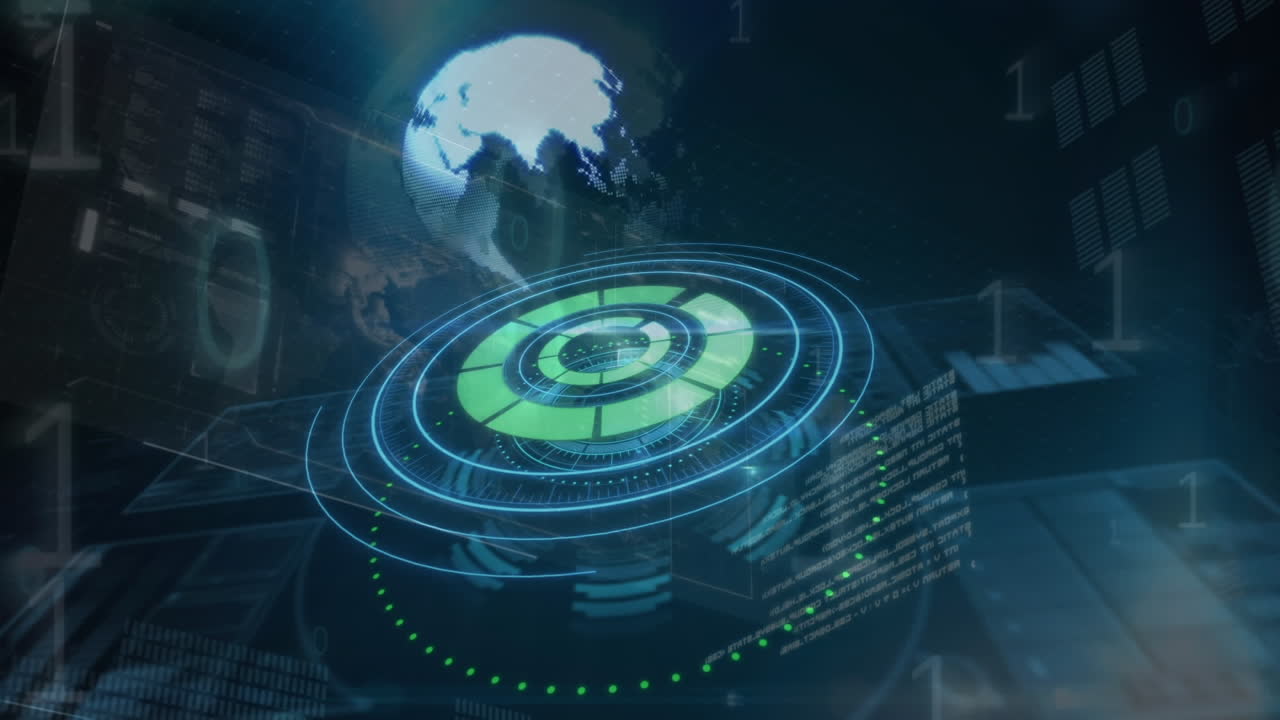 Binary codes, globe, and technology