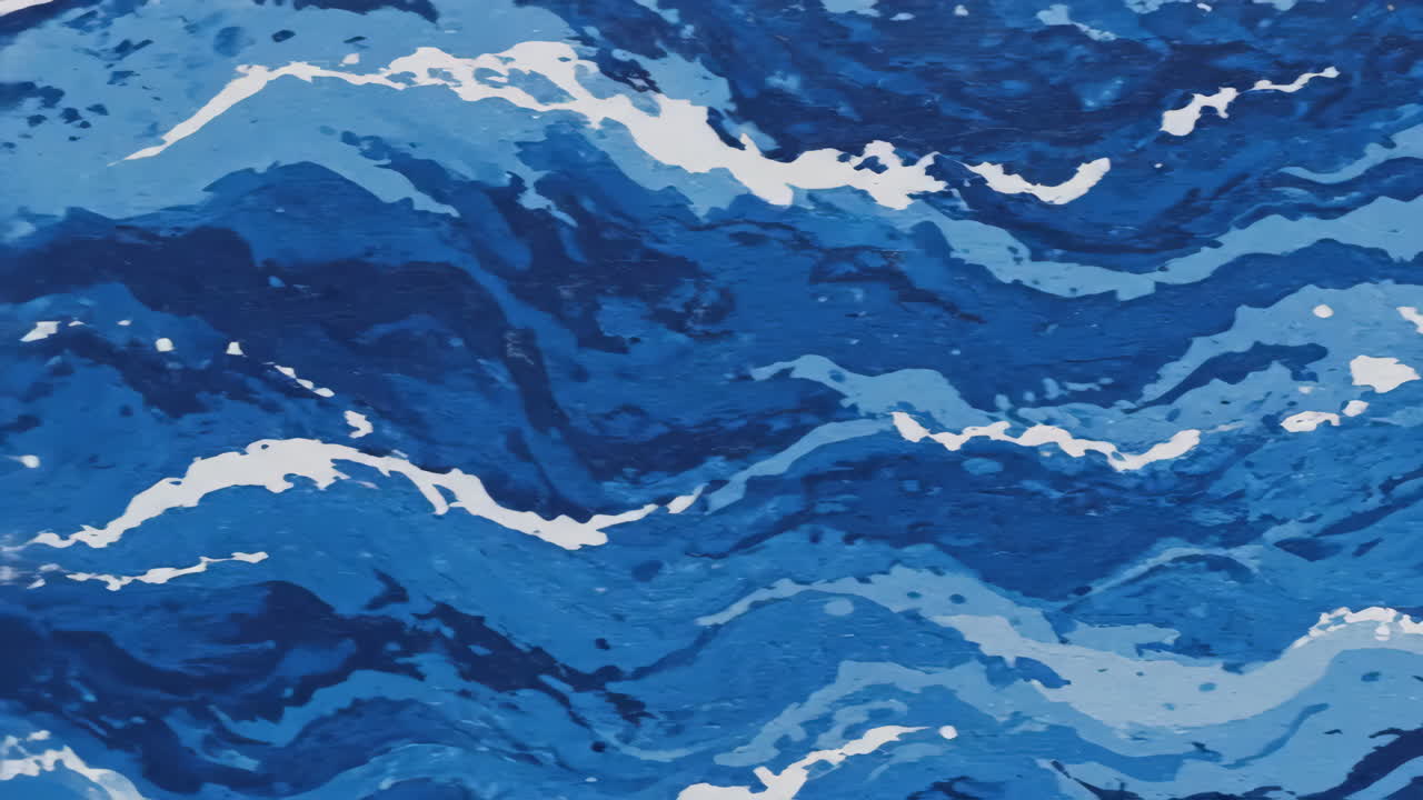 Abstract Blue Wave Painting