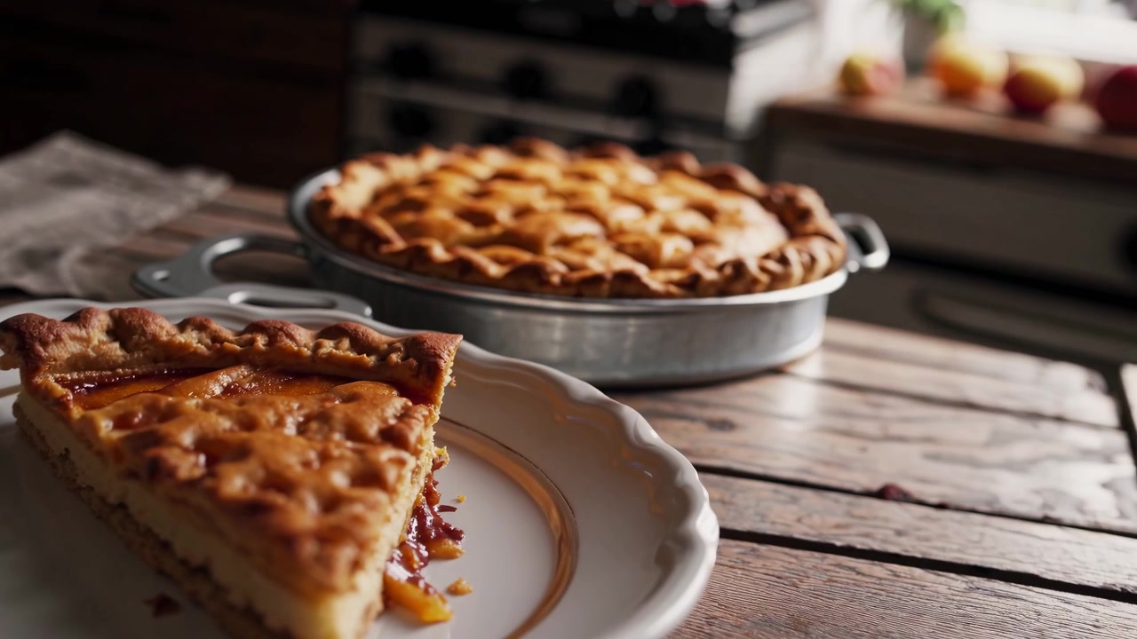 Fetta di crostata di frutta appena sfornata su un piatto