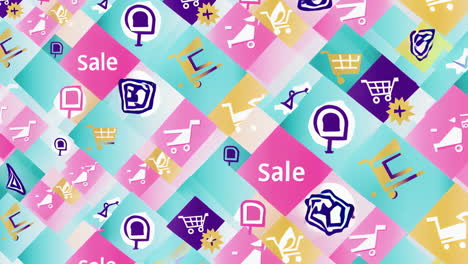 vibrant sale and shopping icon pattern background