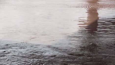 Closeup-Of-Water-Surface,-Fast-Current-Flowing-On-The-River-Ravi