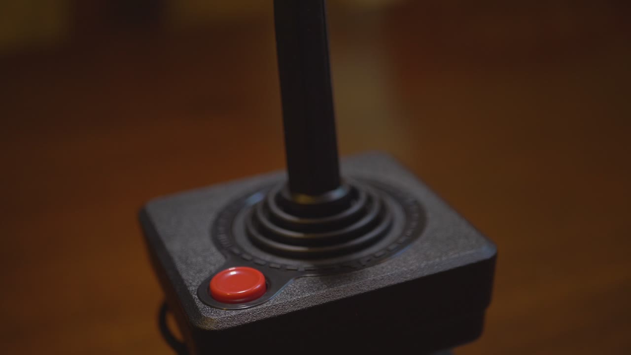 Close-Up Of Rotating TV Video Game Joystick. 4K Footage