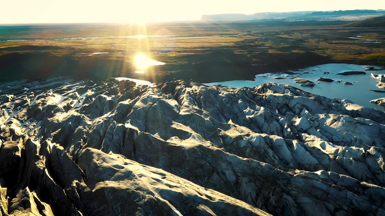 aerial drone shot of epic Glacier landscape  in Iceland