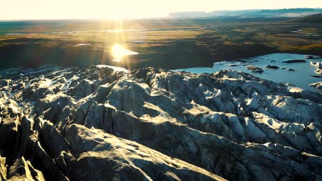 aerial drone shot of epic glacier landscape  in iceland