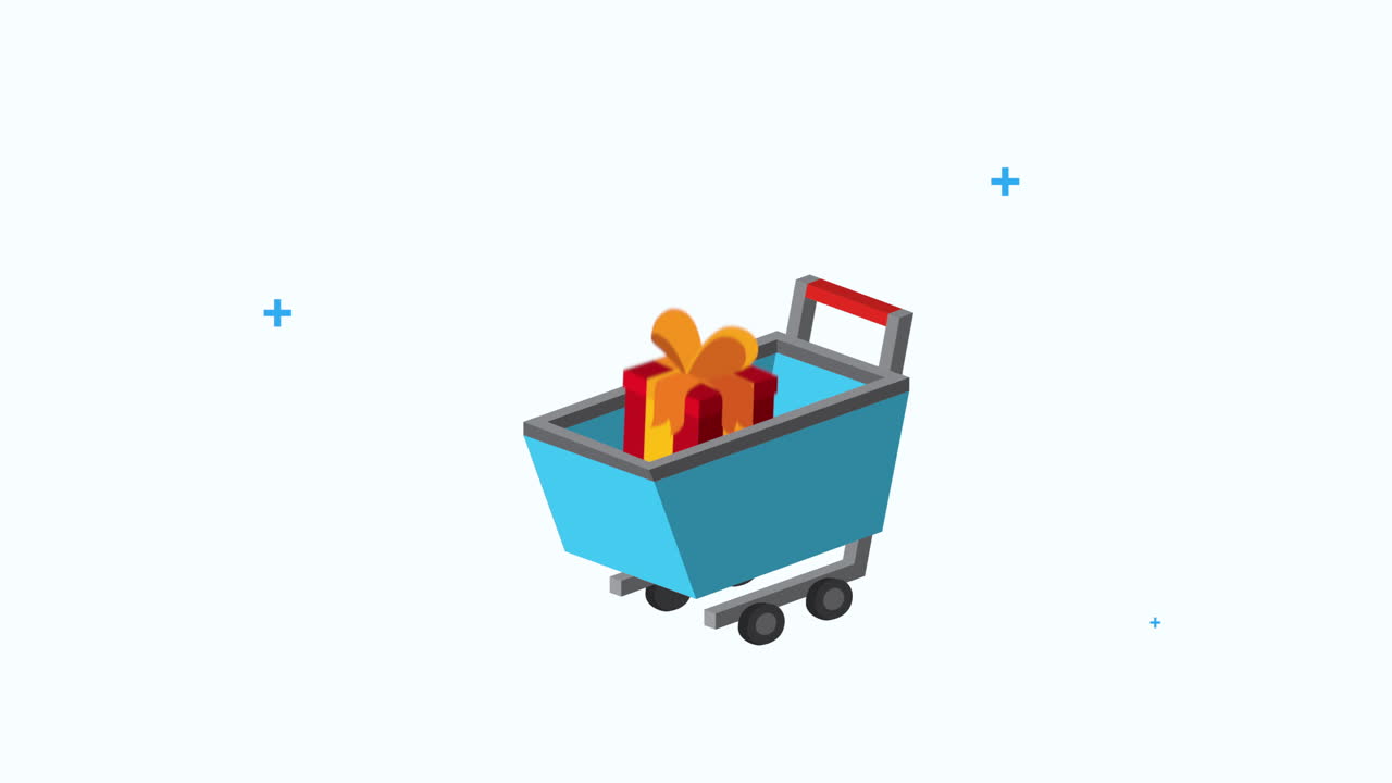 comercialización comercial con carrito de compras y regalo