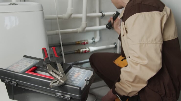 Male Plumber Inspecting Pipes