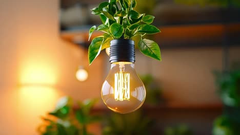 a light bulb with a plant growing out of it