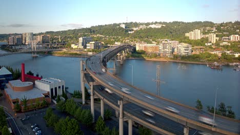 portland oregon hyperlapse of i5 running through the city and over the willamette river mavic 3 cine ohsu omsi
