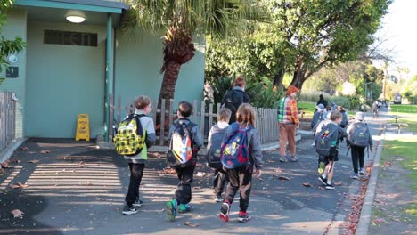 children walking towards zoo entrance with teachers