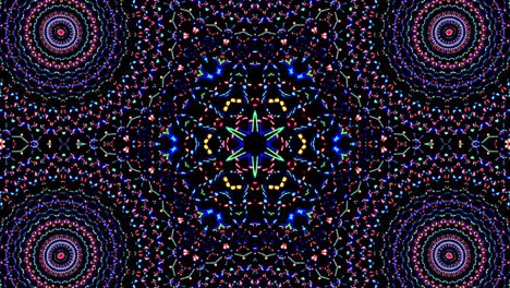 abstrakcyjny wzór kalejdoskopowy z czerwonymi i niebieskimi kolorami. magiczna mandala. 4k