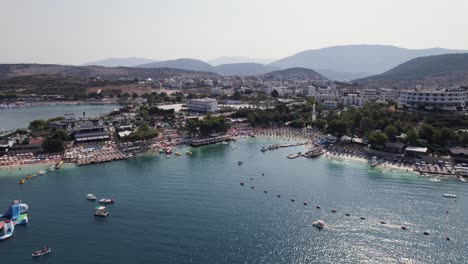 aerial view of touristic summer destination, waterfront resort in ksamil, albania