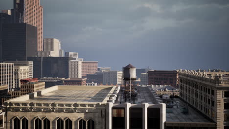 summer day time cityscape of financial downtown