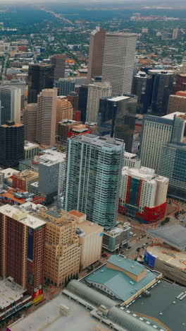 american city panorama. cityscape of denver colorado from aerial. vertical video