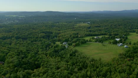 sutton, quebec stunning aerial view of lush green forests and rolling meadows, canada.