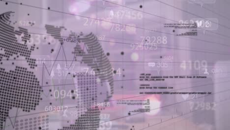 animación del globo sobre el procesamiento de datos financieros en un fondo borroso
