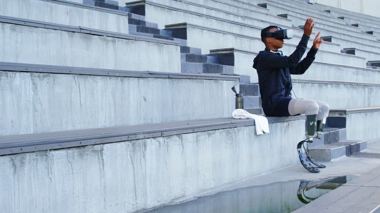 4k 가상 현실 헤드 ⁇ 을 사용하는 장애인 운동 선수