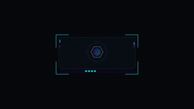 Futuristic Digital Interface With Rotating Hexagon Graphic