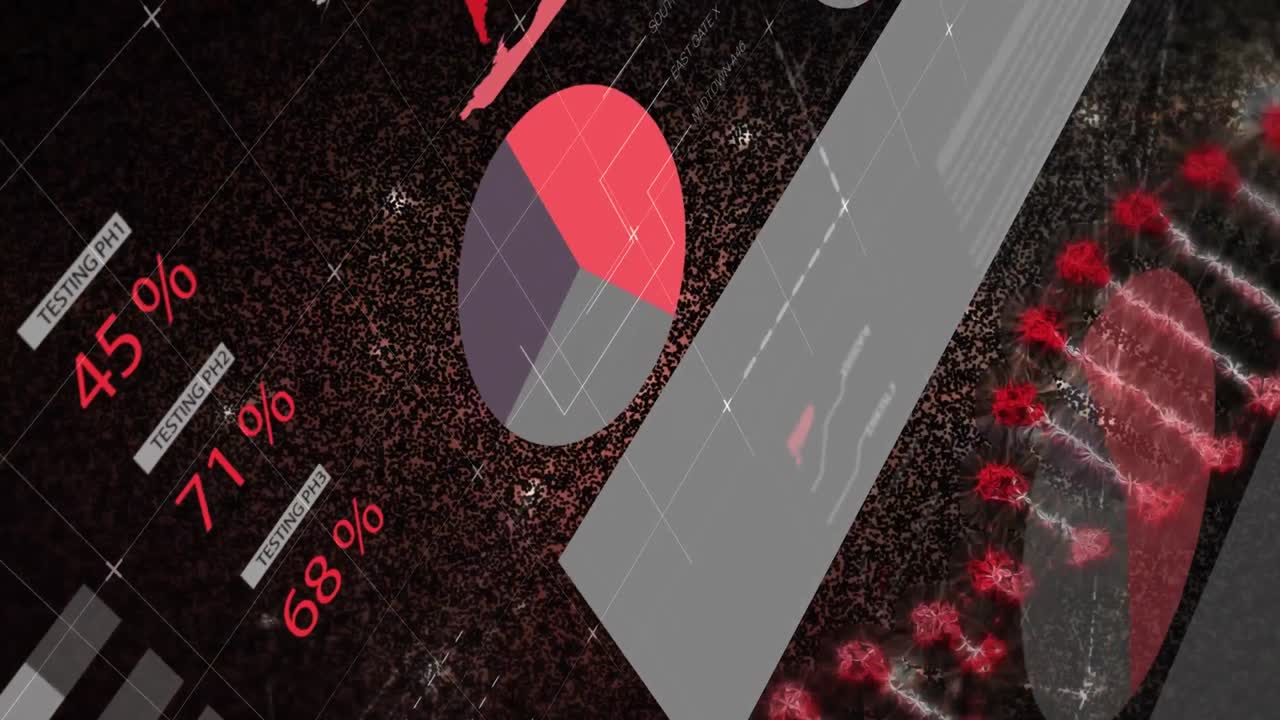 검은 바탕에 있는 dna 가닥 위의 데이터 처리의 애니메이션