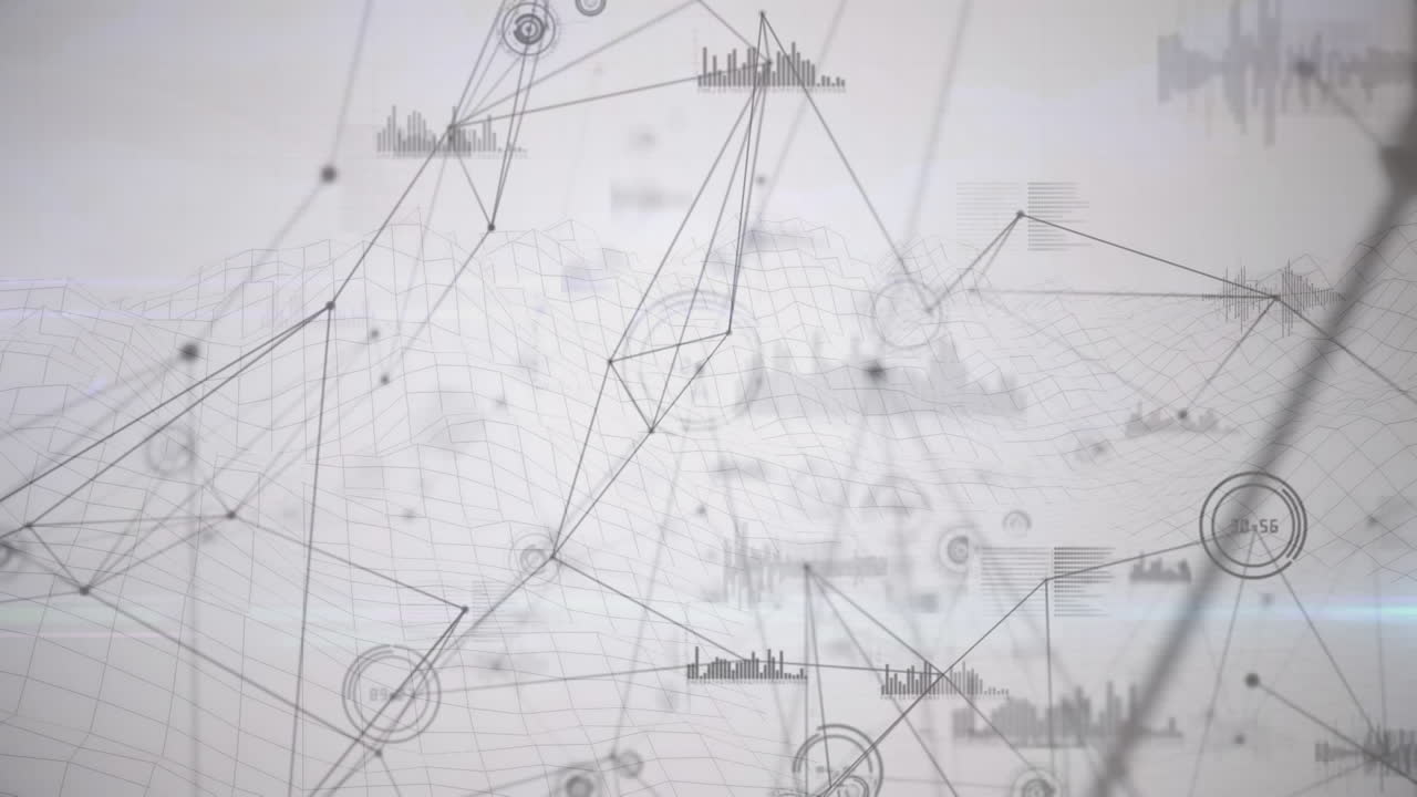 ⁇ 색 배경 위에 회전하는 연결 네트워크의 애니메이션