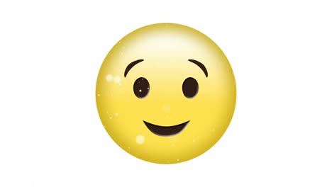 Animation-of-happy-emoji-icon-over-falling-confetti-on-white-background