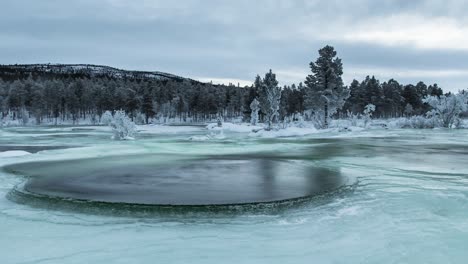 Laguna-De-Estanque-Congelado-En-El-Control-Deslizante-De-Timelapse-Del-Río-Norte