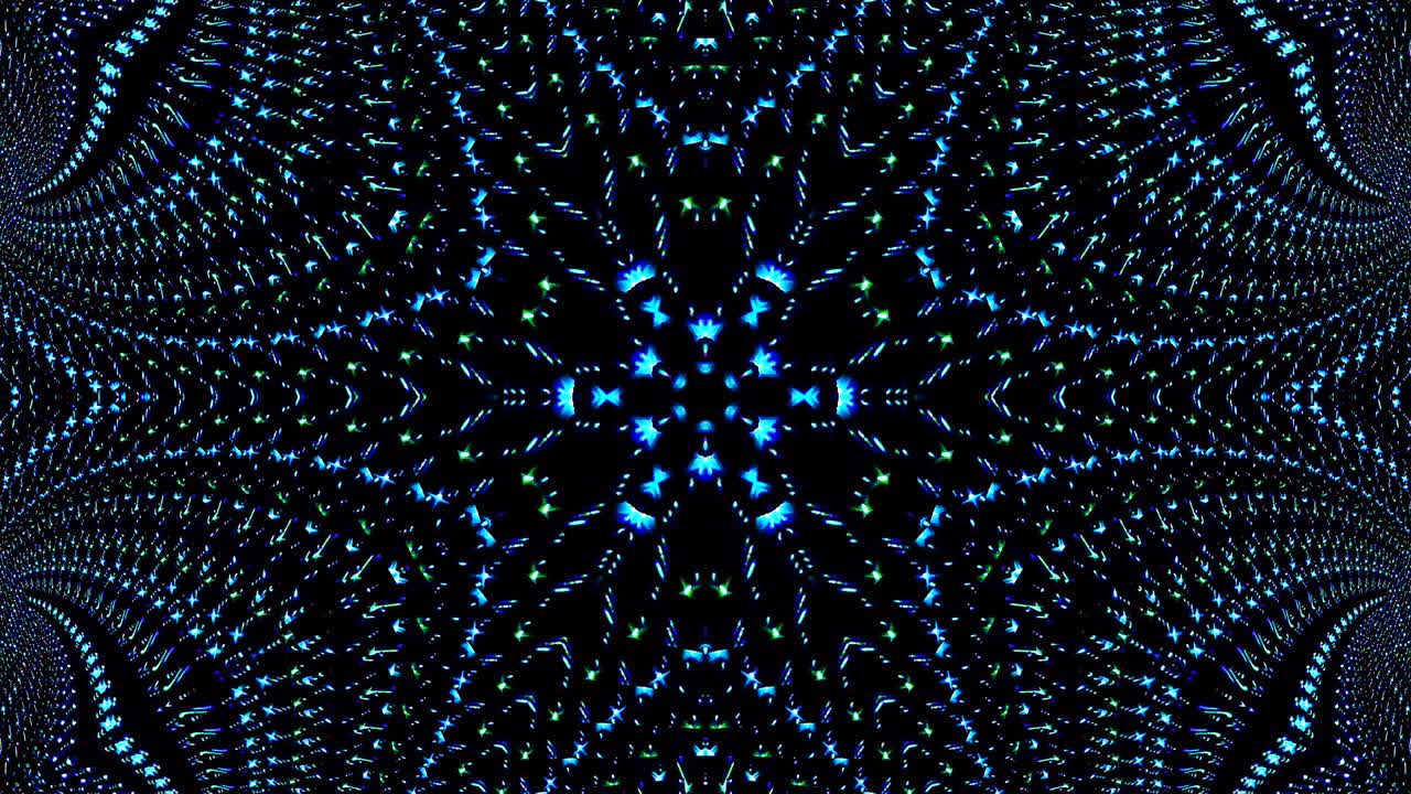 patrón de kaleidoscopio abstracto con colores rojos y azules. mandala mágica. 4k