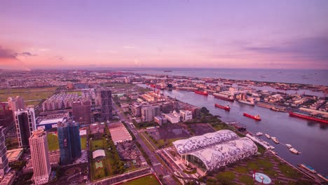 time lapse - dawn of kaohsiung harbor in taiwan - 4k