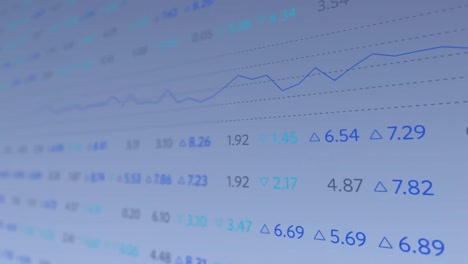 animation of financial data processing over blue background