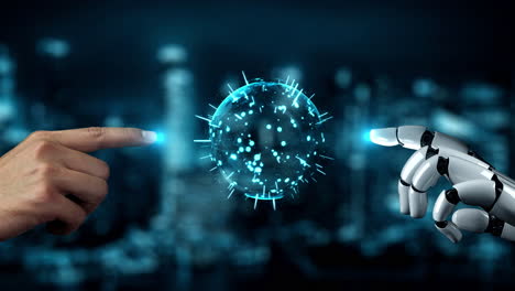el robot futurista la inteligencia artificial iluminando el concepto de la tecnología ai