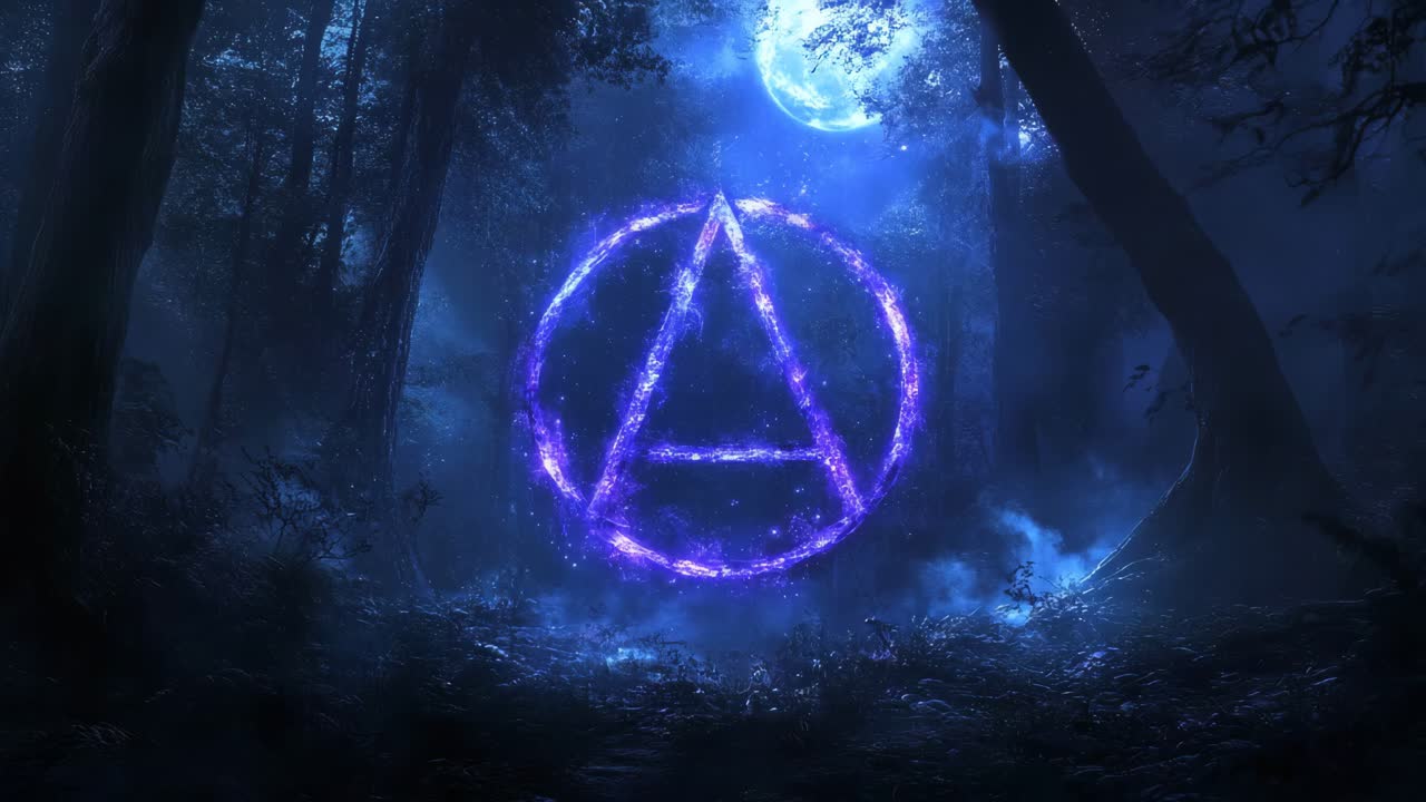 Anarchist Symbol in a Mystical Forest at Night