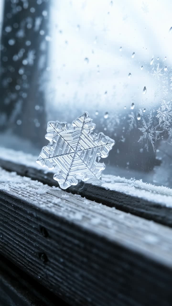 Close-up of a snowflake on a window