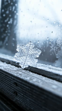 close-up of a snowflake on a window
