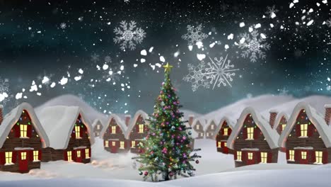 Christmas-Winter-village-and-magical-snowflakes