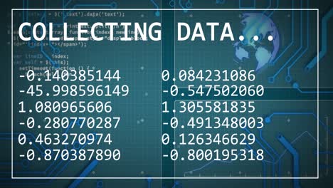 Animation-Der-Datenverarbeitung-über-Globus-Und-Blauem-Hintergrund