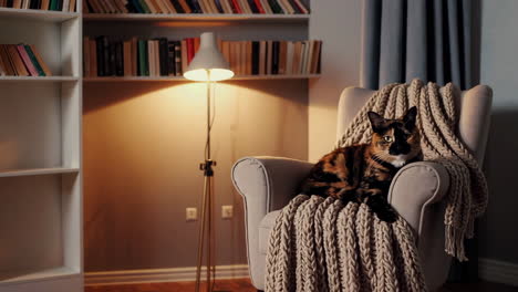 cozy cat nap in a reading chair