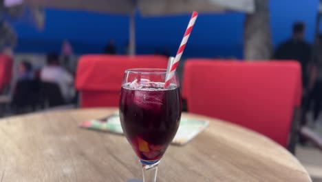 sangria spanish alcoholic cocktail long drink wine based with straw and ice