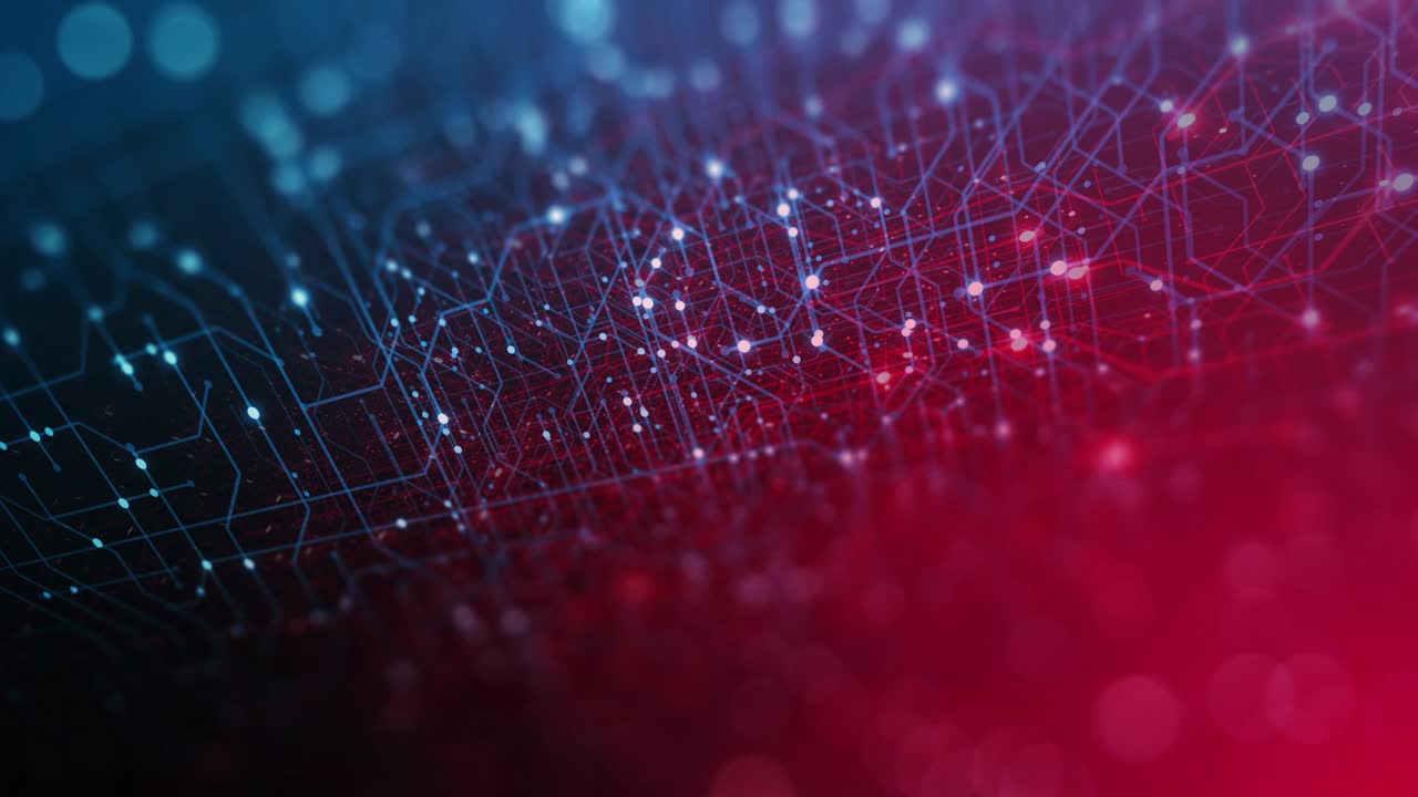 fondo del circuito de la placa base. virus detectado sobre la placa de circuito. gusano, ataque cibernético, antivirus, alerta de cortafuegos y concepto de advertencia de peligro. pcb futurista. render 3d, bucle sin costuras 4k.