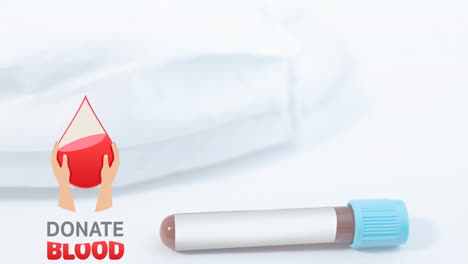 animación del texto de la sangre donada sobre la muestra de sangre