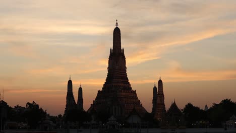 time-lapse of a temple silhouette against a sunset sky