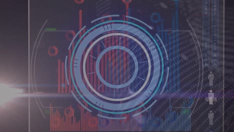 animation of data processing over scope scanning on black background