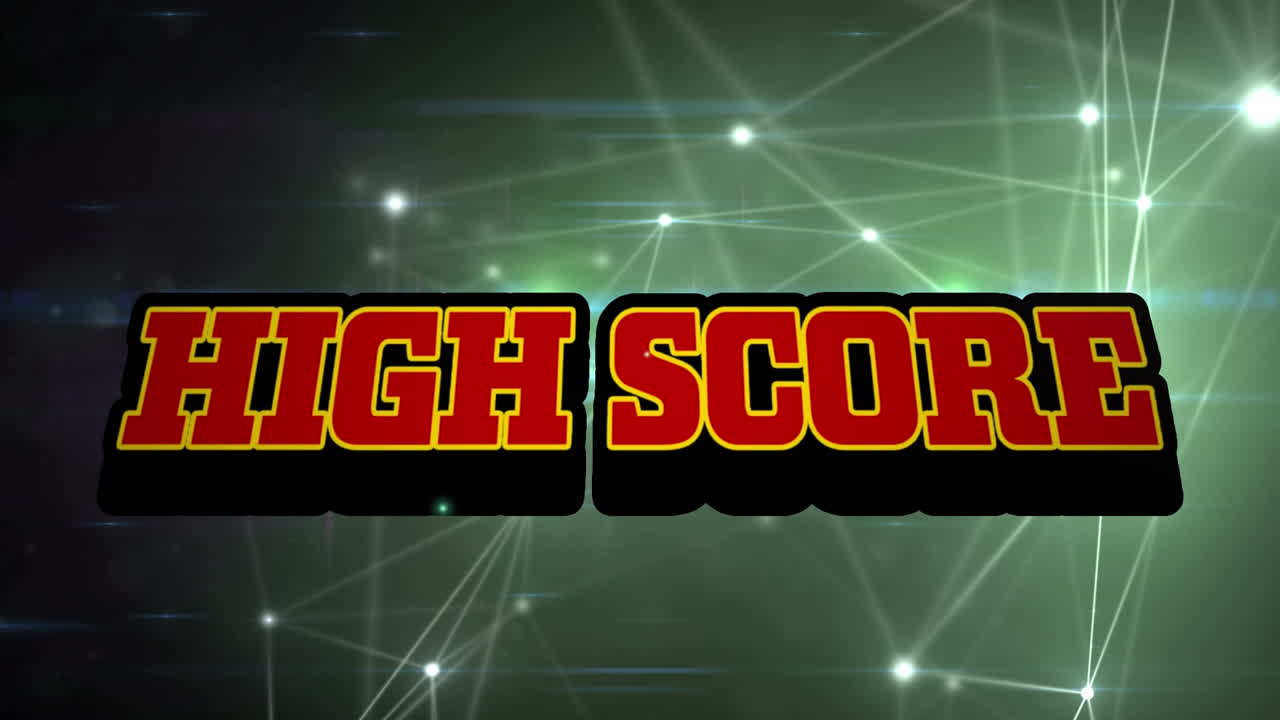 animación de texto de punta alta con haz de luz, burbuja de habla, puntos de conexión en la interfaz de videojuegos