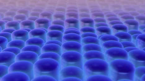 abstract cylindrical cell pattern. futuristic abstraction. vivid purple neon tubes cylinders in perspective. moving cells of body.