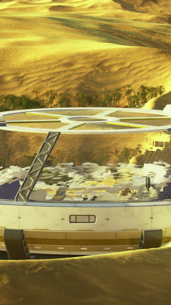 Laboratory structure situated on an extraterrestrial landscape