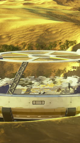 laboratory structure situated on an extraterrestrial landscape