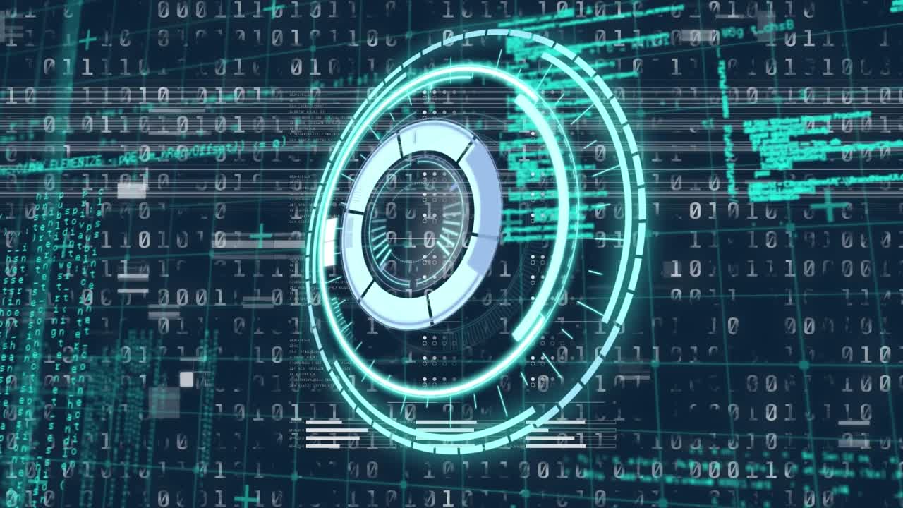 Animation af behandlingscirkel over databehandling på marineblå baggrund
